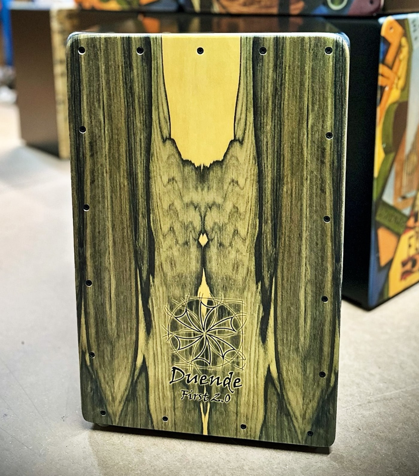 Cajón Flamenco Duende Percusión modelo Ziricote Verde